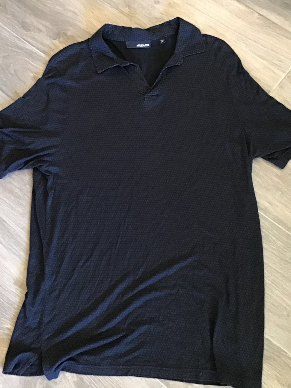 Murano Men's Black Textured Short Sleeve Polo